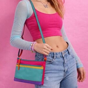 👜 ILI New York Genuine Leather RFID Crossbody Purse – 90s / Y2K